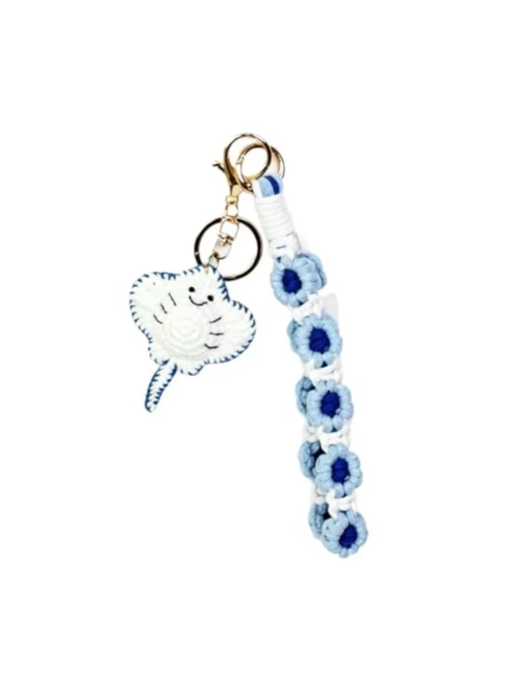 Handmade Crochet Fish Keychain Cute Ocean Animal Bag Charm Key Holder